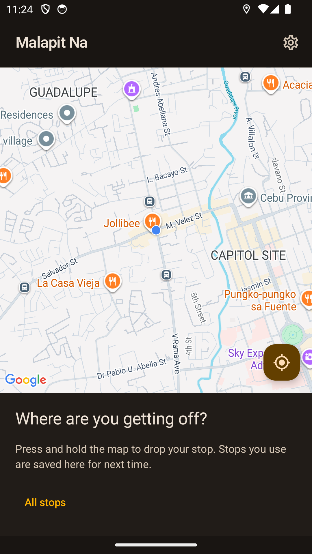 Choose a stop on the map