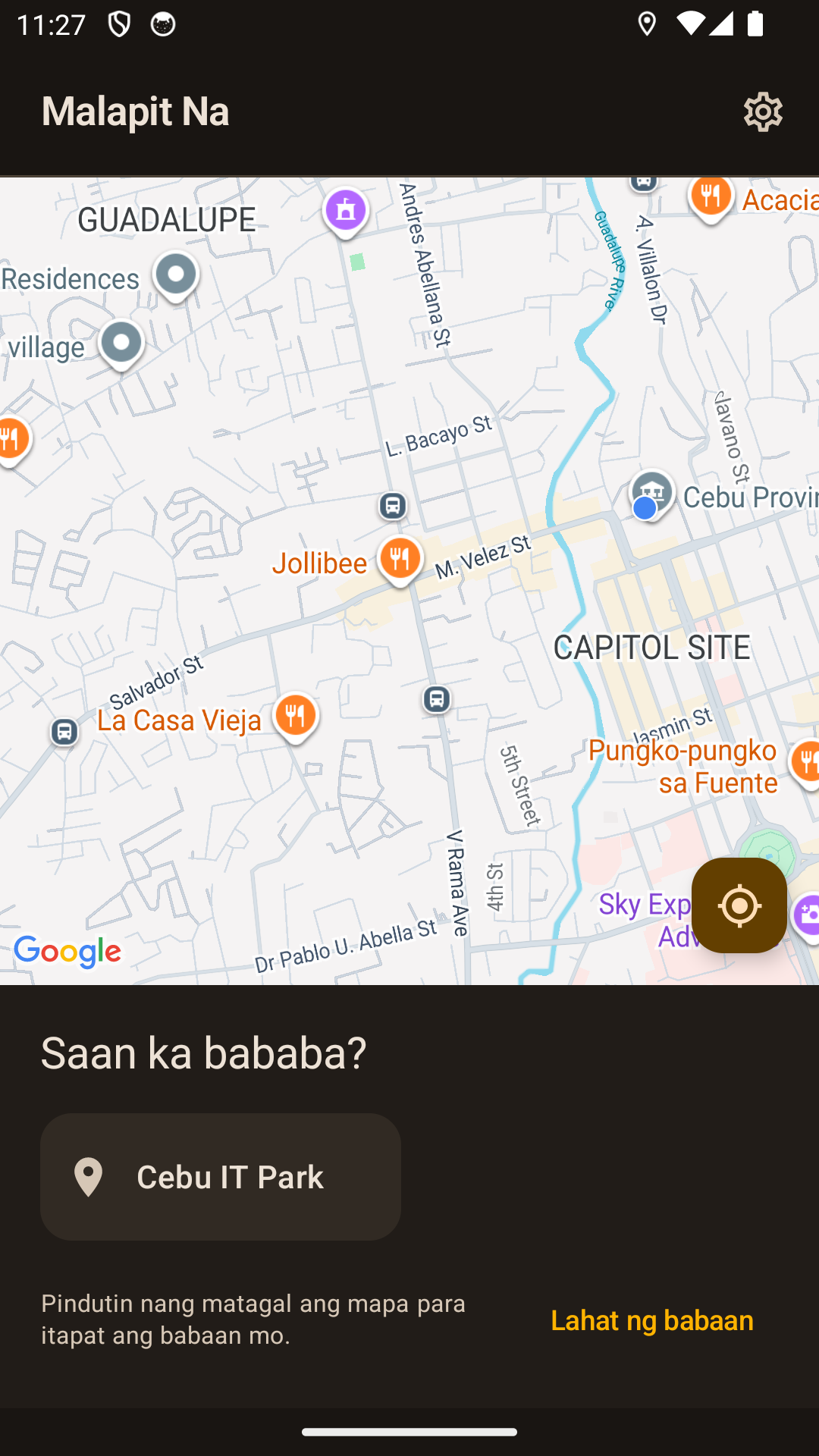 Piliin ang babaan sa mapa